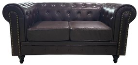 Καναπές Διθέσιος ArteLibre AVERY Σκούρο Καφέ PU 155x90x73cm