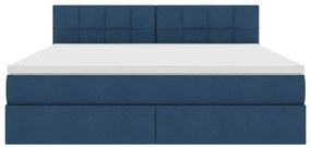 vidaXL LED Κρεβάτι αποθήκευσης με στρώμα Μπλε 160 x 200 cm Ύφασμα