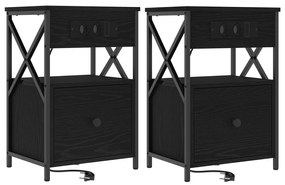 vidaXL Κουτιά Κρεβατοκάμαρας 2 pcs Μαύρη δρυς 40 x 31 x 60 εκ.