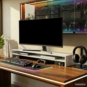 vidaXL Βάση Οθονών Λευκή 100 x 24 x 13 εκ. από Επεξ. Ξύλο