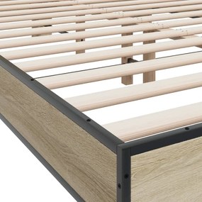 vidaXL Πλαίσιο Κρεβατιού Sonoma Δρυς 140x200 εκ. Επεξ. Ξύλο &amp; Μέταλλο