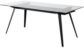 Τραπέζι Oakland 156, Μαύρο, 75x90x180cm, 55 kg, Επεξεργασμένο γυαλί, Μέταλλο | Epipla1.gr