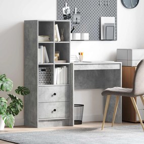 vidaXL Γραφείο με συρτάρι με ράφι με αποθήκευση 2 pcs Σκυρόδεμα Γκρι