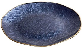 Διακοσμητική Πιατέλα Shine DAC1805 Φ33cm Blue-Gold Espiel Γυαλί