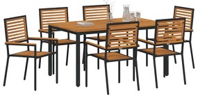 vidaXL Σέτ φαγητού για κήπο 7 pcs Μαύρο 150 x 90 x 75 cm