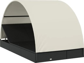 vidaXL Ξαπλώστρα 2 Ατόμων Στρογγ Οροφή Μαύρη 211x111x140εκ Συνθ. Ρατάν