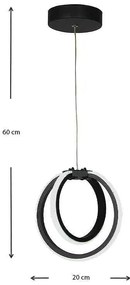 Φωτιστικό οροφής Led Jupiter Megapap μεταλλικό χρώμα μαύρο 19x16x60εκ.