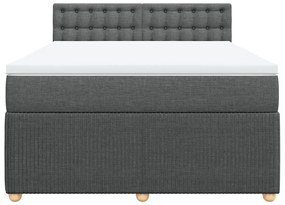 Κρεβάτι Boxspring με Στρώμα Σκούρο Γκρι 140x190 εκ. Υφασμάτινο - Γκρι