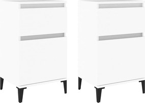 vidaXL Κομοδίνα 2 τεμ. Λευκά 40 x 35 x 70 εκ.