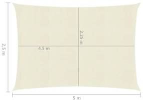 Πανί Σκίασης Κρεμ 2,5 x 5 μ. από HDPE 160 γρ./μ²  - Κρεμ