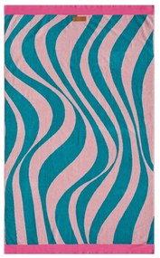 Πετσέτα Θαλάσσης Βελουτέ Mykonos Green-Pink Kentia Θαλάσσης 80x160cm 100% Βαμβάκι
