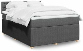vidaXL Κρεβάτι Boxspring με Στρώμα Σκούρο Γκρι 140x190 εκ. Υφασμάτινο