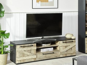 Τραπέζι Tv Berwyn 685, Ανοιχτό χρώμα ξύλου, Μαύρο, 150x43x40cm, 35 kg | Epipla1.gr