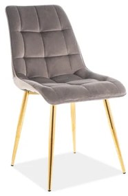 Επενδυμένη καρέκλα ύφασμια Chic 50x43x88 χρυσός/γκρι βελούδο DIOMMI CHICVZLSZ