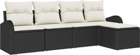 vidaXL Σετ Καναπέ Κήπου 5 pcs Μαύρο συνθετικό ρατάν