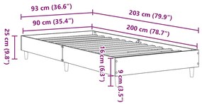 ΠΛΑΙΣΙΟ ΚΡΕΒΑΤΙΟΥ ΧΩΡΙΣ ΣΤΡΩΜΑ ΚΑΦΕ ΔΡΥΣ 90X200 CM 861054