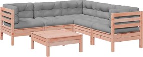 vidaXL Καναπές Κήπου Σετ 6 Τεμ. Μασίφ Ψευδοτσούγκα Ελάτης Μαξιλάρια