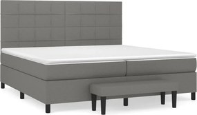 vidaXL Κρεβάτι Boxspring με Στρώμα Σκούρο Γκρι 200x200 εκ. Υφασμάτινο