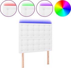 vidaXL Κεφαλάρι Κρεβατιού LED Λευκό 80x5x118/128 εκ
