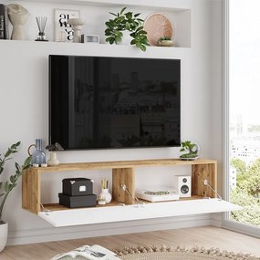 Έπιπλο τηλεόρασης επιτοίχιο Serit λευκό-sonoma 140x31x29εκ
