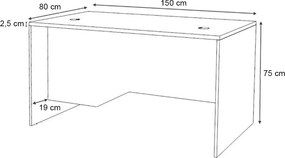 Γραφείο επαγγελματικό Venturo Megapap χρώμα λευκό 150x80x75εκ.