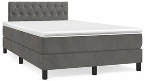 vidaXL Κρεβάτι Boxspring με Στρώμα Σκούρο Γκρι 120x190 εκ. Βελούδινο