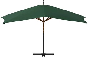 vidaXL Ομπρέλα Κήπου Πρόβολος Πράσινη 400 x 300 εκ. με Ξύλινο Ιστό