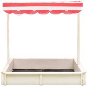 vidaXL Αμμοδόχος με Ρυθμιζόμενη Οροφή Λευκό/Κόκκινο Ξύλο Ελάτης UV50
