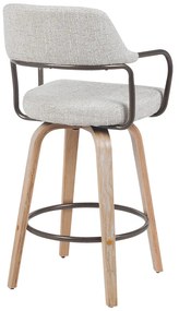 Σκαμπό μπαρ Tertia pakoworld περιστρεφόμενο μεσαίου μεγέθους μέταλλο-ξύλο με ύφασμα σε μπεζ-καφέ απόχρωση 54x52x98εκ