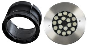 GloboStar® UNDERGROUND-SINA 90573 Χωνευτό Φωτιστικό Σποτ Δαπέδου LED 18W 1530lm 15° DC 24V Αδιάβροχο IP68 Φ20 x Υ11cm RGBW DMX512 - Ανοξείδωτο Ατσάλι - 3 Χρόνια Εγγύηση