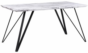 Τραπέζι Berwyn 1370, Λευκό μάρμαρο, Μαύρο, 75x80x150cm, 26 kg, Ινοσανίδες μέσης πυκνότητας, Μέταλλο | Epipla1.gr