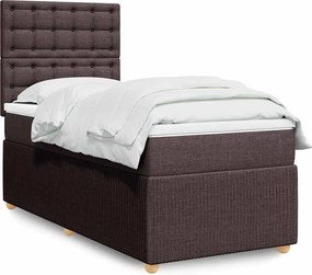vidaXL Κρεβάτι Boxspring με Στρώμα Σκούρο Καφέ 80x200 εκ. Υφασμάτινο