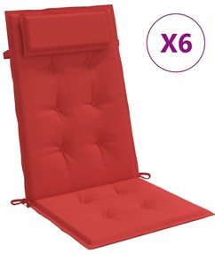 vidaXL Μαξιλάρια Καρέκλας με Πλάτη 6 τεμ. Κόκκινα από Ύφασμα Oxford
