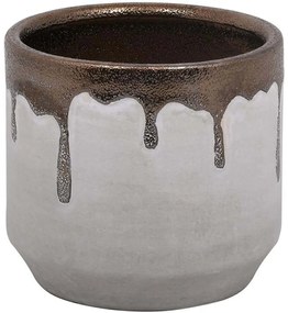 Βάζο 0046-124-016 14x13cm White-Bronze Κεραμικό