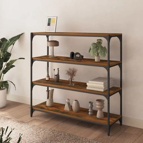 vidaXL Βιβλιοθήκη Καπνιστή Δρυς 100 x 33 x 100 εκ. Επεξ. Ξύλο &amp; Ατσάλι