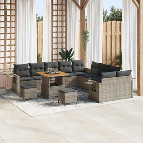 vidaXL Σετ Καναπέ Κήπου 13 pcs Γκρι συνθετικό ρατάν