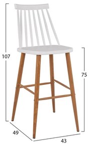 ΣΚΑΜΠΟ ΜΠΑΡ HM8459.01 VANESSA ΣΕ ΛΕΥΚΟ ΧΡΩΜΑ 43x49x107 εκ.