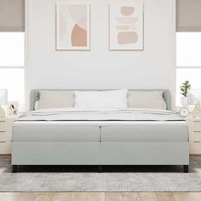Κρεβάτι Box Spring με Στρώμα vidaXL Ανοιχτό Γκρι 200x200 εκ. Βελούδο