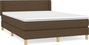 vidaXL Κρεβάτι Boxspring με Στρώμα Σκούρο Καφέ 140x190 εκ. Υφασμάτινο