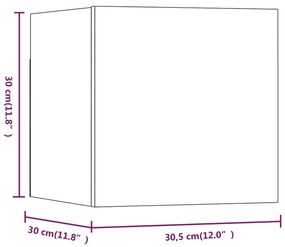 Έπιπλα Τηλεόρασης Επιτοίχια 8 τεμ. Γκρι Sonoma 30,5x30x30 εκ. - Γκρι