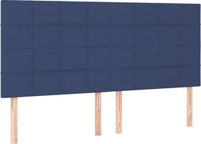 vidaXL Κρεβάτι Boxspring με Στρώμα Μπλε 200x200 εκ. Υφασμάτινο