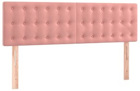 vidaXL Κρεβάτι Boxspring με Στρώμα Ροζ 140x190 εκ. Βελούδινο