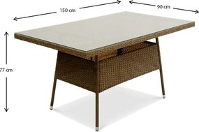 Σετ τραπεζαρίας "VANELLA" 5τμχ από wicker σε καφέ χρώμα 150x90x77