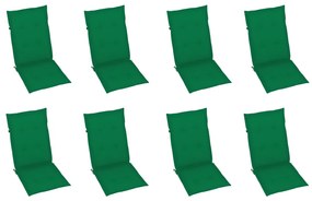 vidaXL Καρέκλες Κήπου Ανακλινόμενες 8 τεμ. Μασίφ Ξύλο Teak &amp; Μαξιλάρια