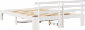 vidaXL Σκελετός Κρεβατιού Λευκό 140 x 200 cm Στερεά ξυλεία πεύκου