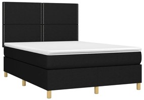 vidaXL Κρεβάτι Boxspring με Στρώμα Μαύρο 140x200 εκ. Υφασμάτινο