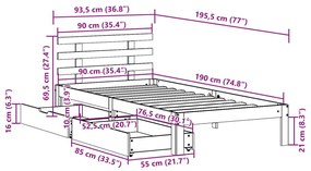 Σκελετός Κρεβ. Χωρίς Συρτάρια Καφέ Κεριού 90x190 εκ. - Καφέ