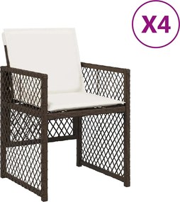 vidaXL Καρέκλες Κήπου 4 τεμ. Καφέ Συνθ. Ρατάν Μαξιλάρια