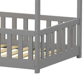 Παιδικό κρεβάτι Callan τ.Montessori με κιγκλίδωμα pakoworld ξύλο πεύκου σε γκρι απόχρωση 90x190εκ