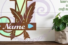 Σετ των 2 Intra απο ξύλο plywood 3mm-4mm πάχος Boho Capital Monogram Letter J Δίασταση 30x20 cm INTRAFABR-86123345